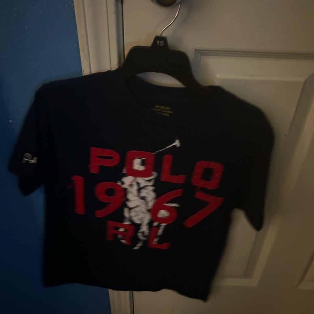 POLO RALPH LAUREN SHIRT SIZE MEDIUM (10-12) NAVY BLUE
